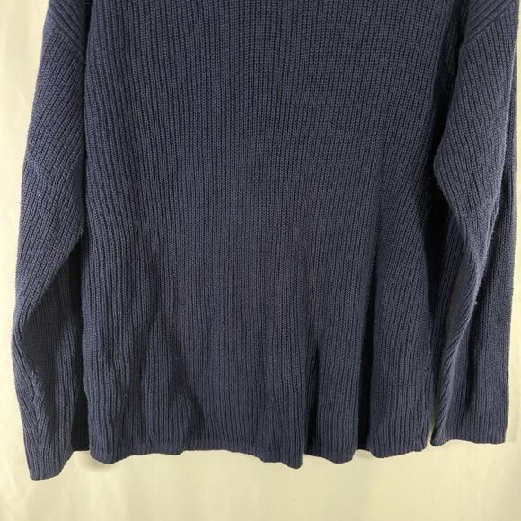 Aerie Sweater Women's Small Dark Blue Ribbed Knit Button Up Long Sleeve Crew Nck - Picture 9 of 9